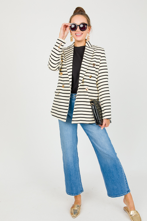 Striped Blazer, Cream/Black