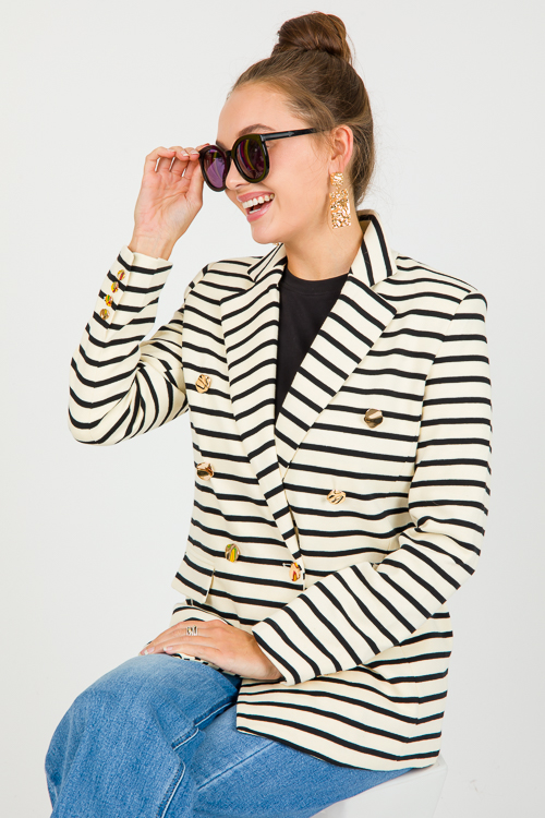 Striped Blazer, Cream/Black