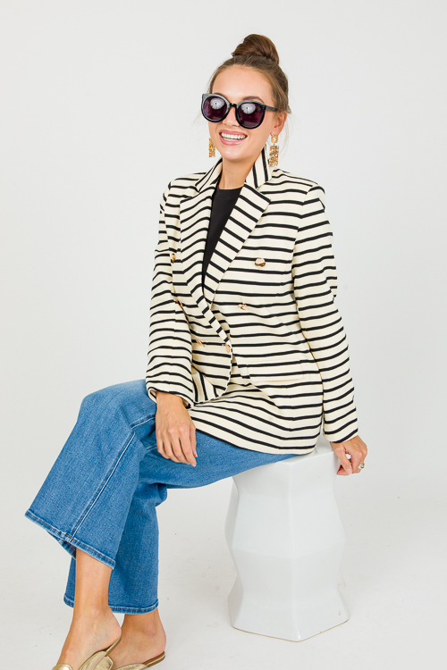 Striped Blazer, Cream/Black