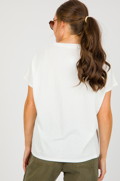 Round Neck Pocket Tee, Ivory