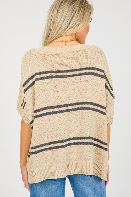 Loren Stripe Sweater, Charcoal