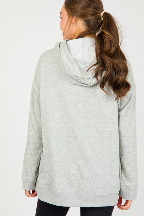 Tortoise Button Hoodie, H. Grey