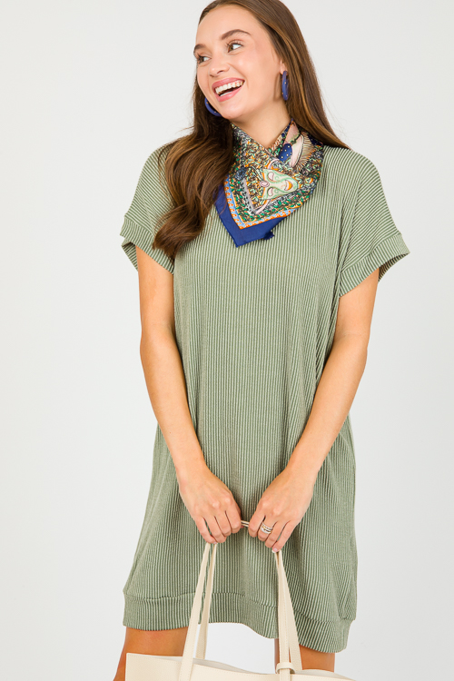Rib Texture Dress, Army