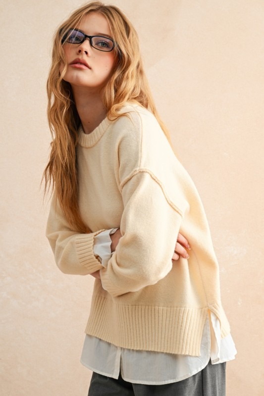 The Layered Look Sweater, Beige - 088a07c3-e76b-4701-b8f1-d17df37392d7.jpg