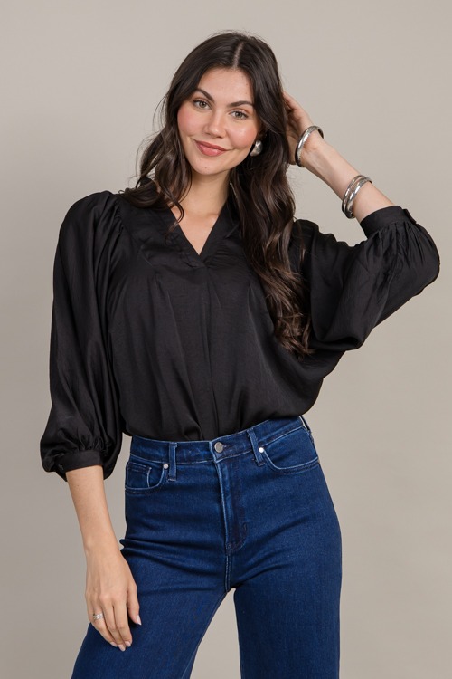 Stella Satin Blouse, Black