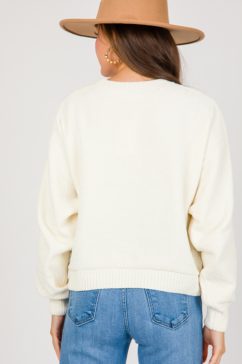 Dolman Chenille Sweater Cream Sale The Blue Door Boutique