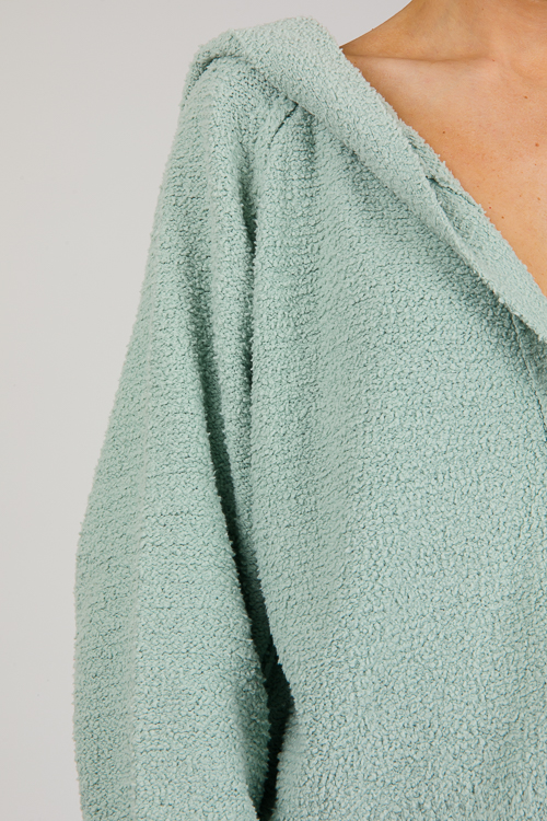 Plush Hoodie Sweater, Sage