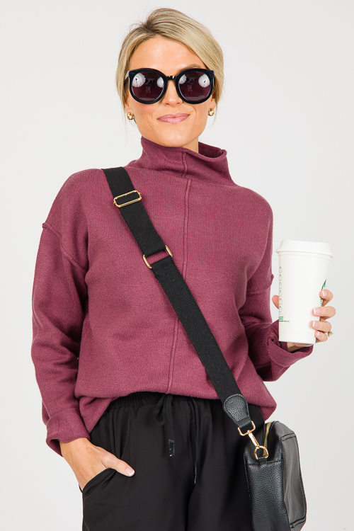 Beth Mock Neck Sweater, Maroon