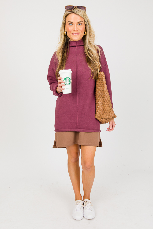 Beth Mock Neck Sweater, Maroon