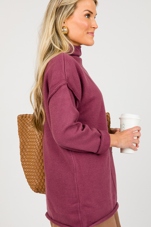 Beth Mock Neck Sweater, Maroon
