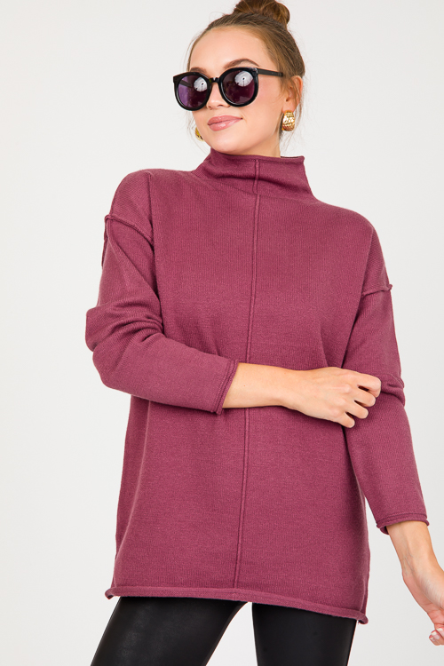 Beth Mock Neck Sweater, Maroon