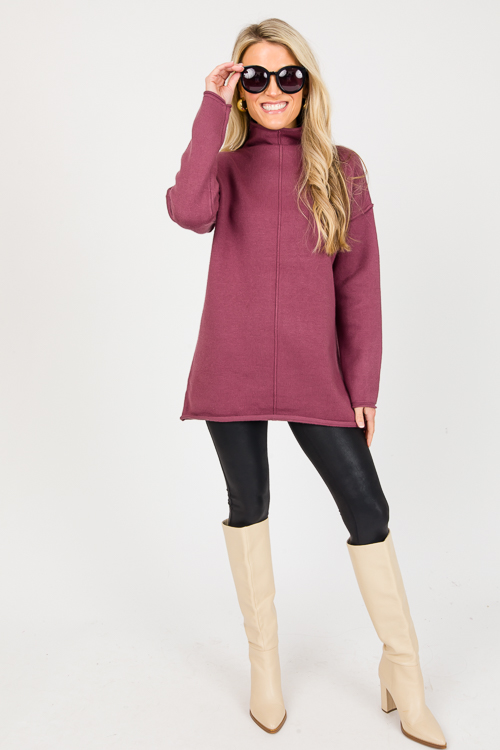 Beth Mock Neck Sweater, Maroon