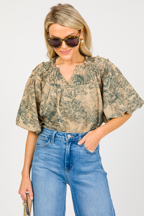 Toile Ruffle Blouse