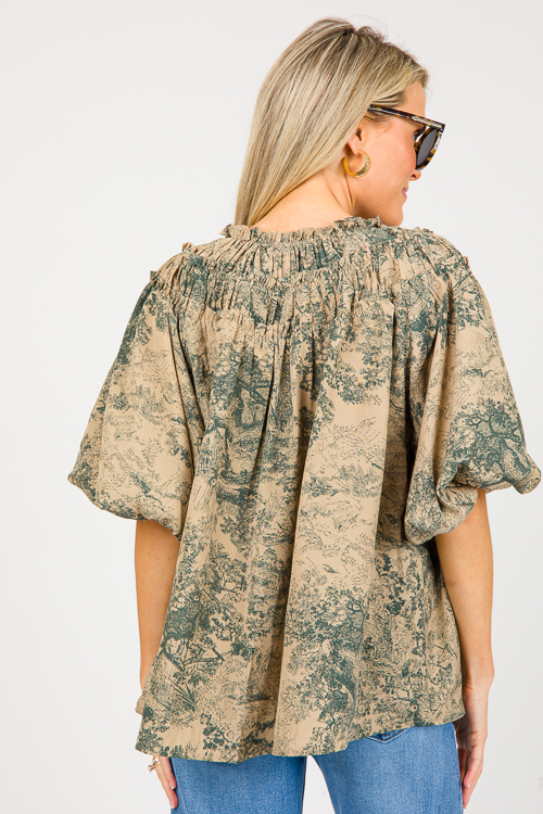 Toile Ruffle Blouse