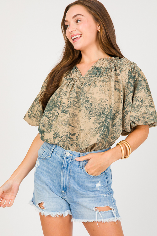 Toile Ruffle Blouse