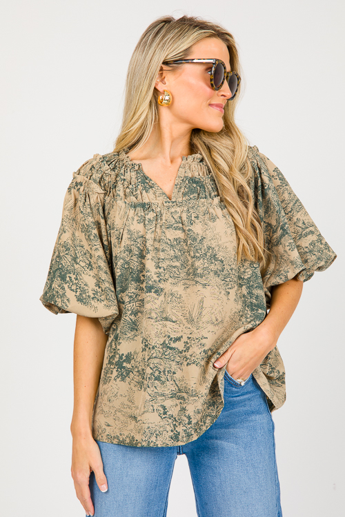 Toile Ruffle Blouse