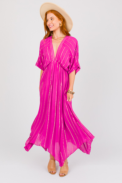 Athena Gold Stripe Maxi, Hot Pink