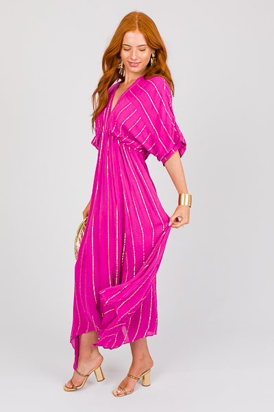 Athena Gold Stripe Maxi, Hot Pink