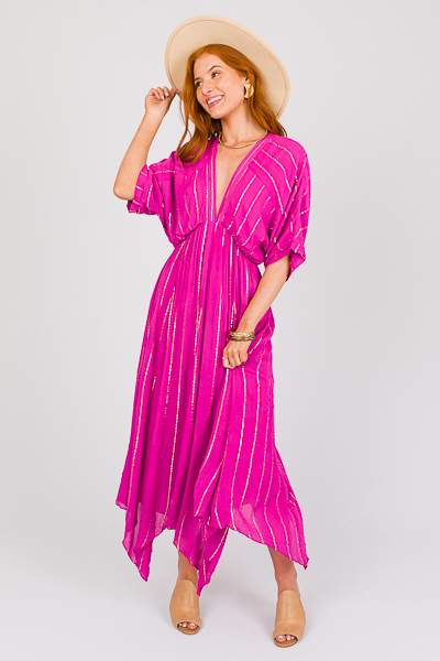 Athena Gold Stripe Maxi, Hot Pink