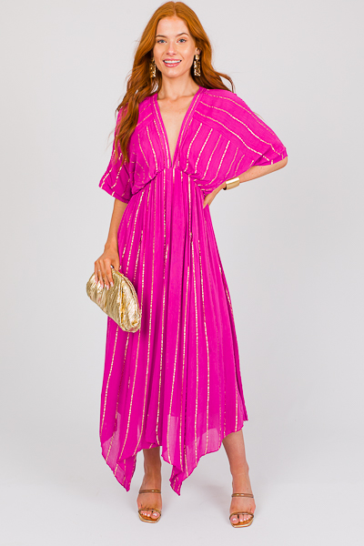Athena Gold Stripe Maxi, Hot Pink