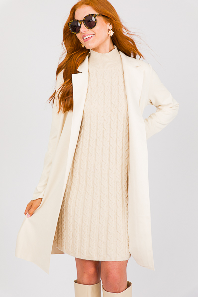 Hillary Cable Knit Dress, Natur