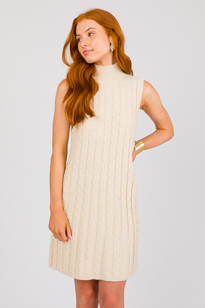 Hillary Cable Knit Dress, Natur