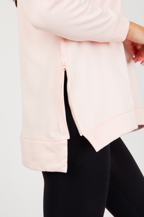Side Zip Hoodie, Pearl Blush