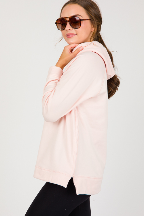 Side Zip Hoodie, Pearl Blush