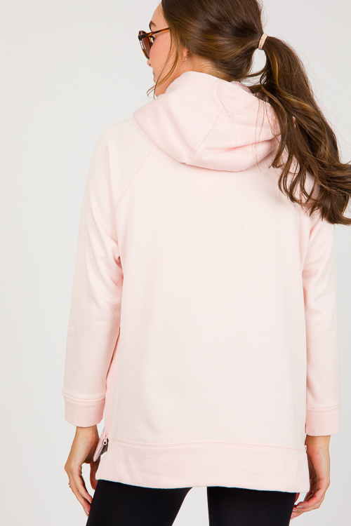 Side Zip Hoodie, Pearl Blush
