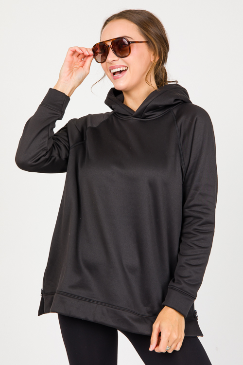 Side Zip Hoodie, Black