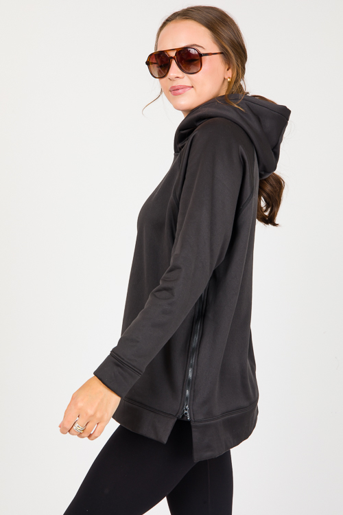 Side Zip Hoodie, Black - New Arrivals - The Blue Door Boutique