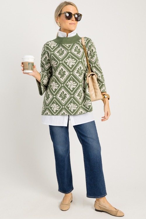 Floral Mock Neck Sweater, Olive - 0902-108p.jpg