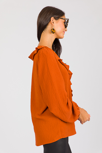 Ruffle Round Blouse, Rust