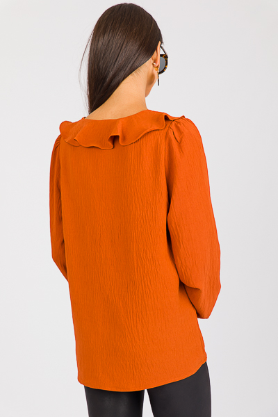 Ruffle Round Blouse, Rust