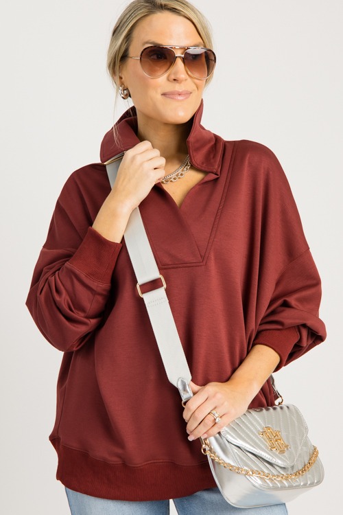 Call The Shots Pullover, Mahogany