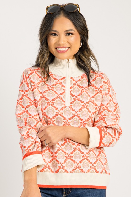 Printed Zip Sweater, Cream Oran - 0903-50.jpg