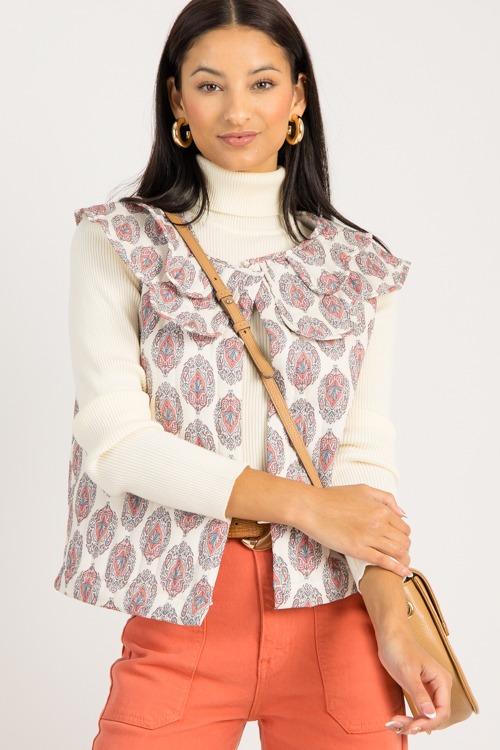 Emily Printed Vest, White