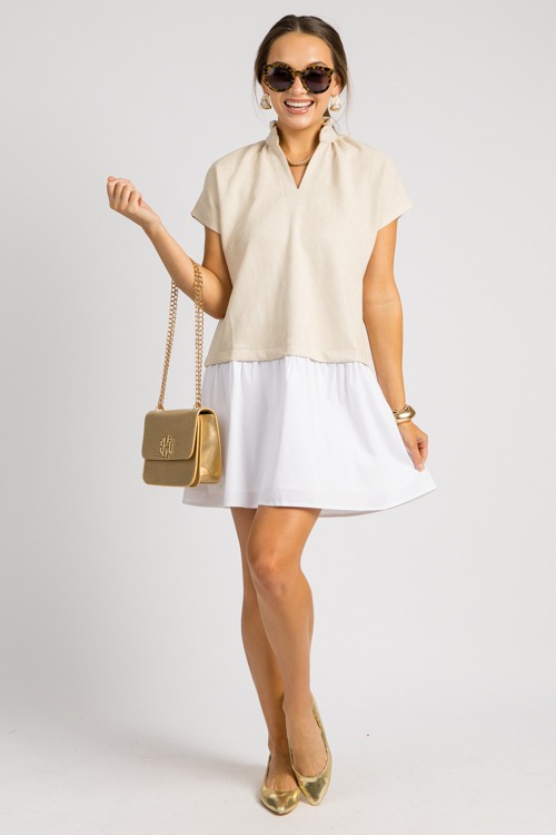 Suede Poplin Hem Dress, Cream - 0904-19.jpg