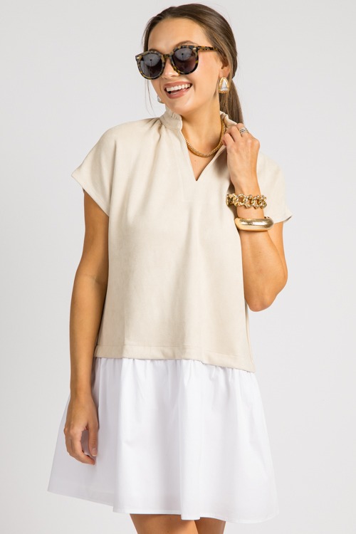 Suede Poplin Hem Dress, Cream - 0904-21.jpg