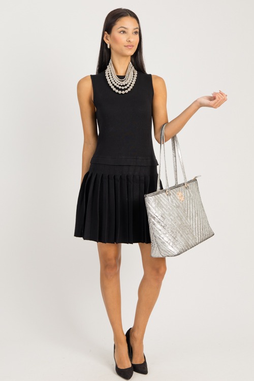 Drop Hem Sweater Knit Dress, Black
