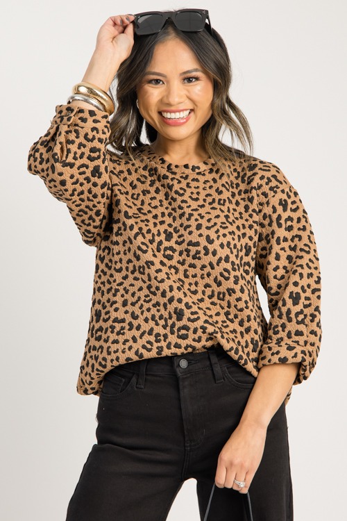 Textured Cheetah Top, Chestnut