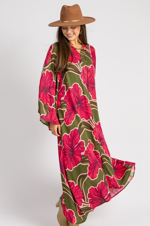 Floral Button Kaftan Maxi