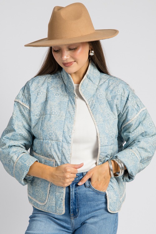 Contrast Trim Floral Jacket, Blue - 0905-100.jpg