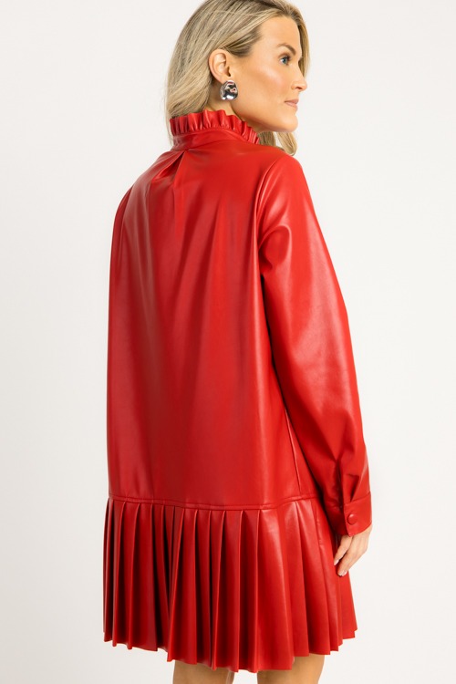 Pleat Hem Leather Dress, Red - 0905-107-Edit.jpg