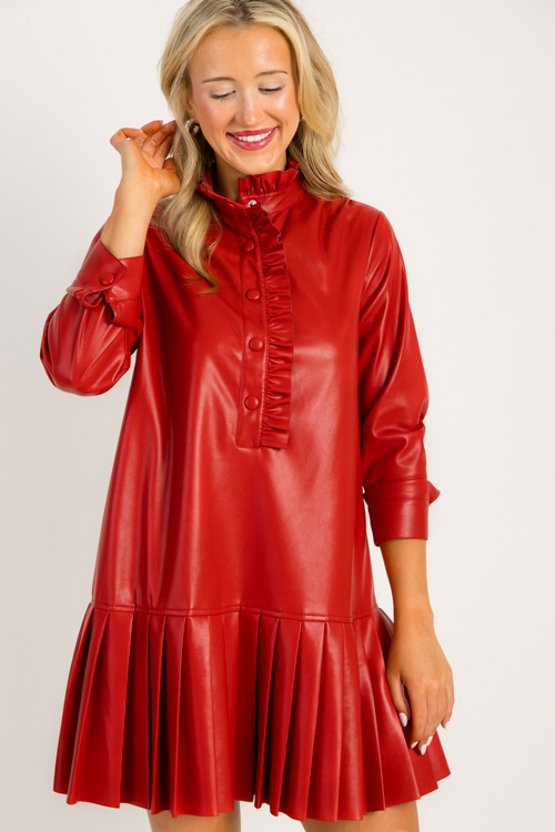 Pleat Hem Leather Dress, Red - 0905-109-Edit.jpg
