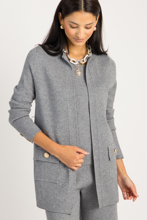 Button Detail Cardigan, Grey