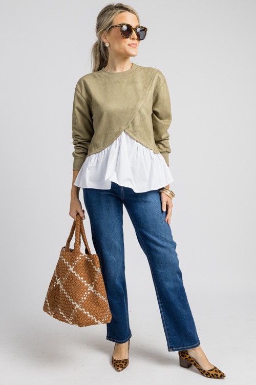 Suede Poplin Contrast Top, Olive - 0905-20.jpg