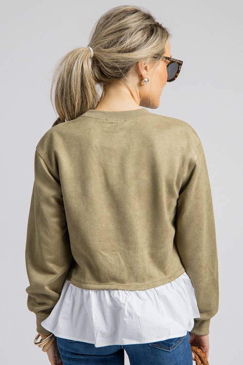 Suede Poplin Contrast Top, Olive - 0905-22.jpg