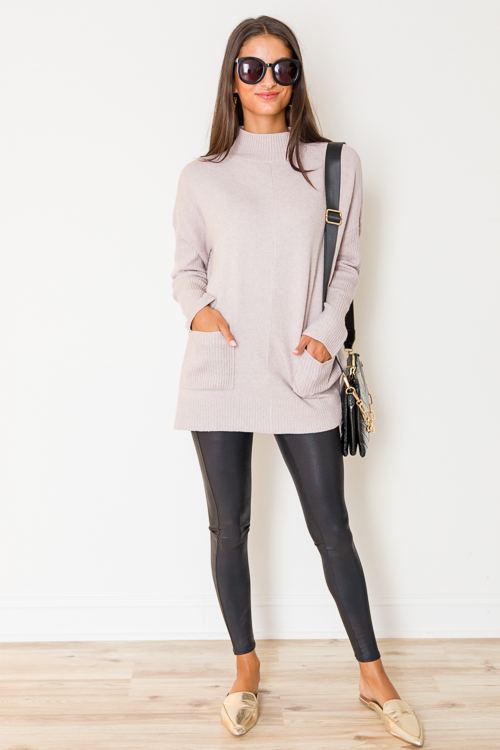 Patch Pocket Tunic Sweater, Lavender