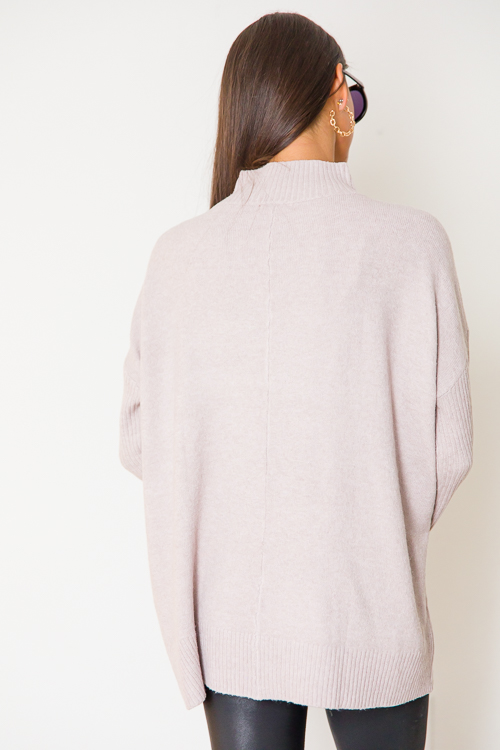 Patch Pocket Tunic Sweater, Lavender